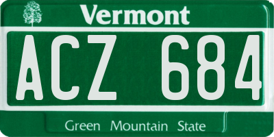 VT license plate ACZ684