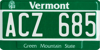 VT license plate ACZ685