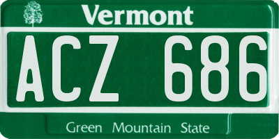 VT license plate ACZ686