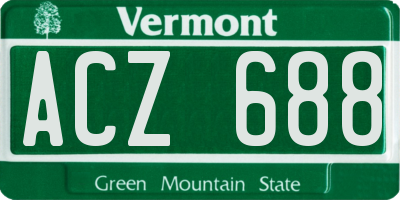 VT license plate ACZ688