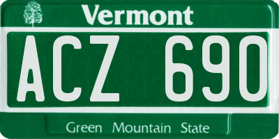 VT license plate ACZ690