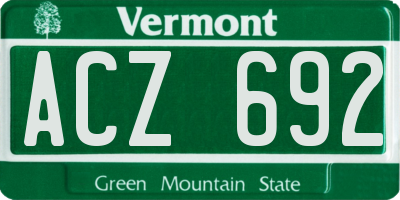 VT license plate ACZ692