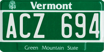 VT license plate ACZ694