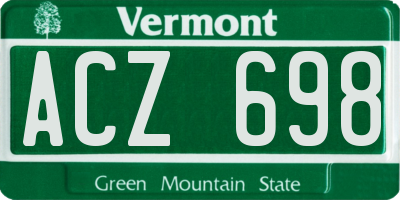 VT license plate ACZ698