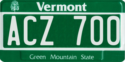 VT license plate ACZ700