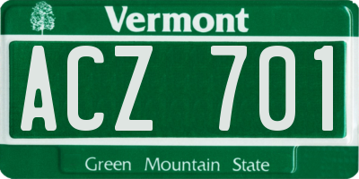 VT license plate ACZ701