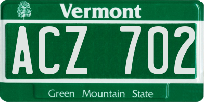 VT license plate ACZ702