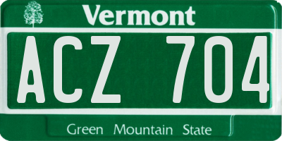 VT license plate ACZ704