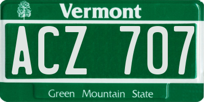 VT license plate ACZ707