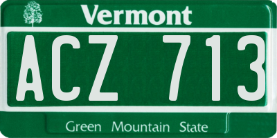 VT license plate ACZ713