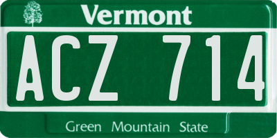 VT license plate ACZ714