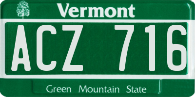 VT license plate ACZ716