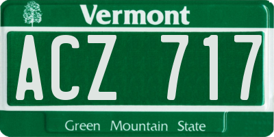 VT license plate ACZ717