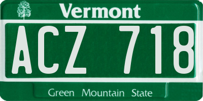 VT license plate ACZ718