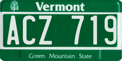 VT license plate ACZ719