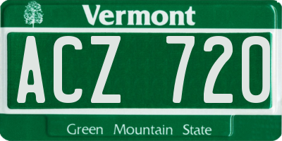 VT license plate ACZ720