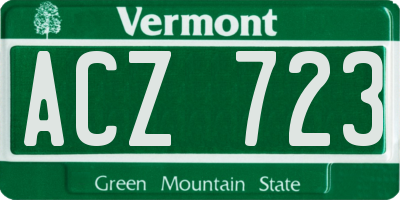 VT license plate ACZ723