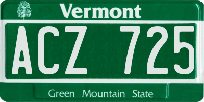 VT license plate ACZ725