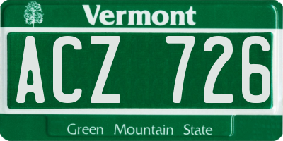 VT license plate ACZ726