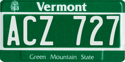 VT license plate ACZ727
