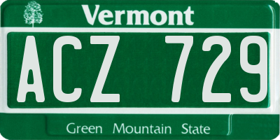 VT license plate ACZ729