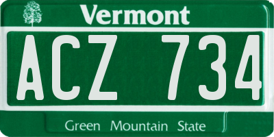 VT license plate ACZ734