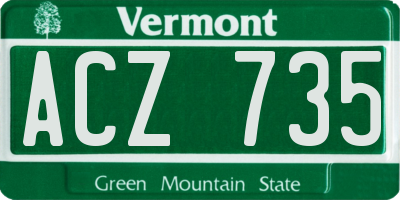 VT license plate ACZ735