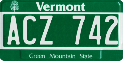 VT license plate ACZ742