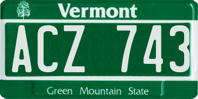 VT license plate ACZ743