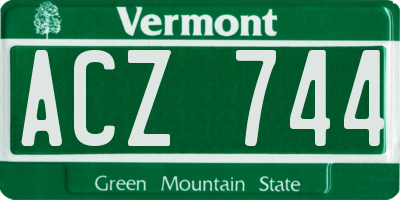VT license plate ACZ744