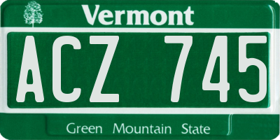 VT license plate ACZ745