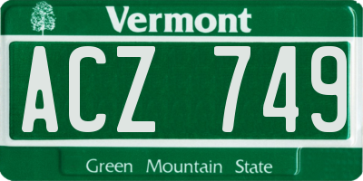 VT license plate ACZ749