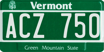 VT license plate ACZ750