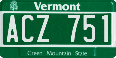 VT license plate ACZ751