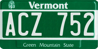 VT license plate ACZ752