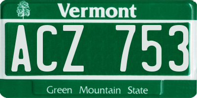 VT license plate ACZ753
