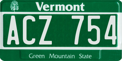 VT license plate ACZ754