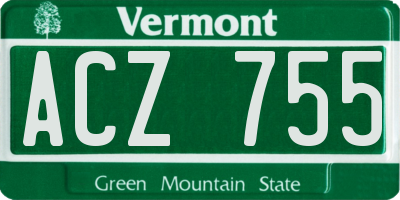 VT license plate ACZ755