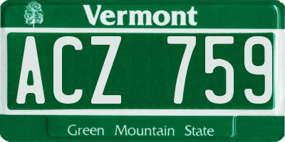 VT license plate ACZ759