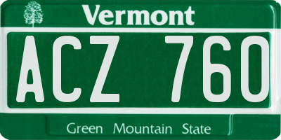 VT license plate ACZ760