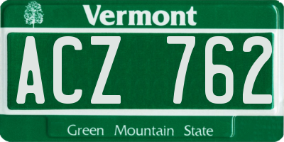 VT license plate ACZ762