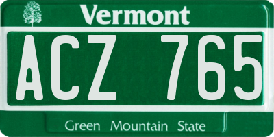VT license plate ACZ765
