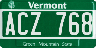 VT license plate ACZ768