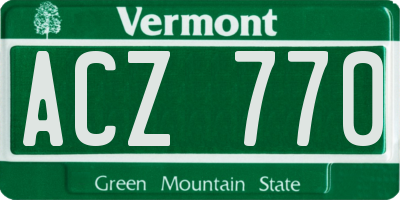 VT license plate ACZ770