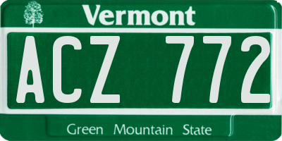 VT license plate ACZ772