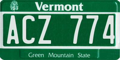 VT license plate ACZ774
