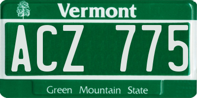 VT license plate ACZ775
