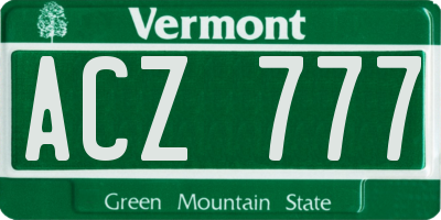 VT license plate ACZ777