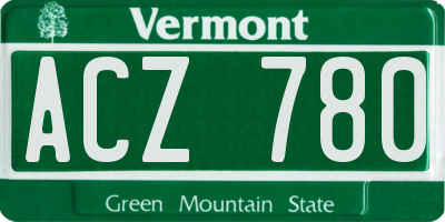 VT license plate ACZ780