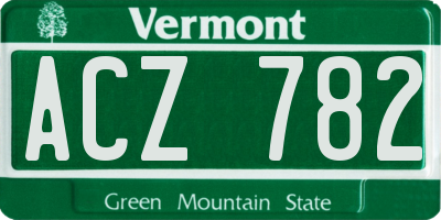 VT license plate ACZ782
